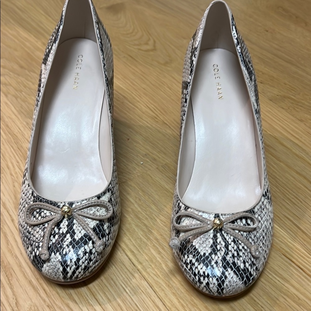 Cole Haan Gray Snakeskin Wedges